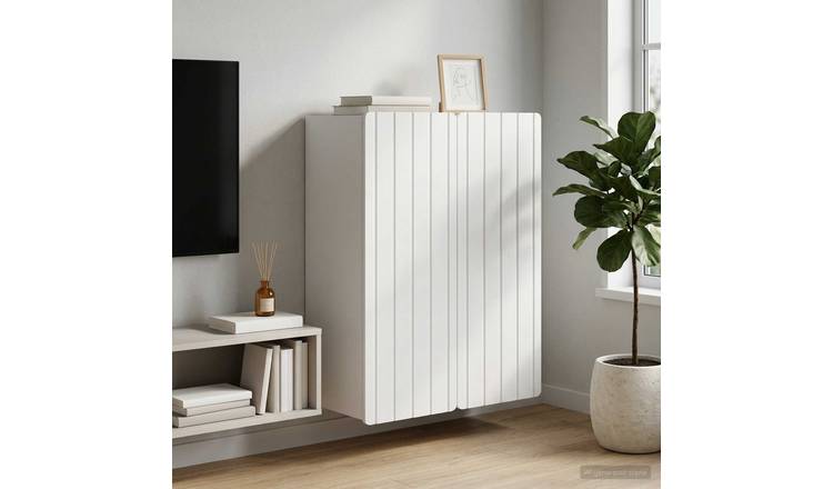 Walplus 2 Door Engineered Wood Wall Cabinet - White - 66 x 34.5 x 92 cm