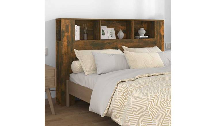 Walplus Engineered Wood Headboard Cabinet - Dark Oak - 160 x 18.5 x 104.5 cm