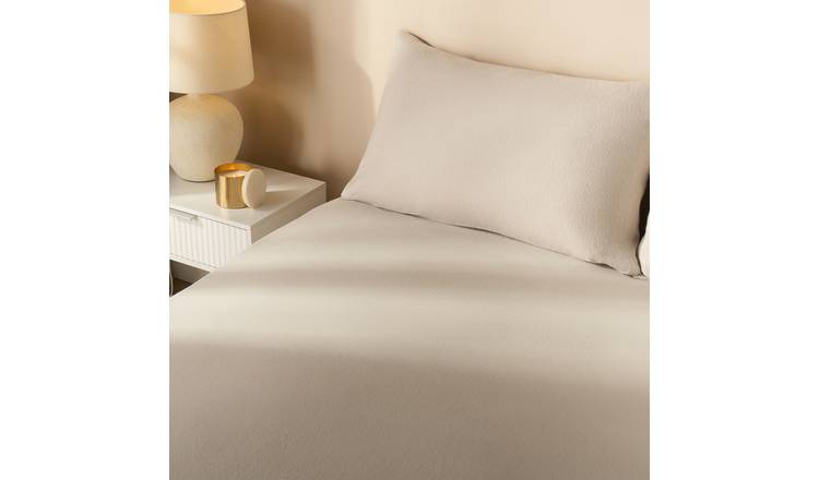 OHS Essential Brushed Cotton Fitted Bed Sheet Stone - Double