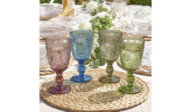 Dibor Set of 4 Fontaine Glass Wine Glasses - Multicolour