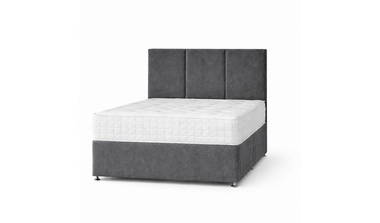 Comfy Deluxe 5ft King Size   Plush Velvet Divan Bed Set -  Grey