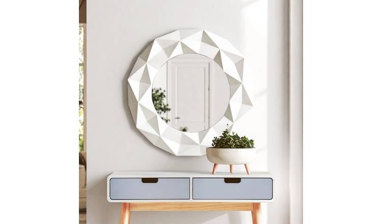 Orsina Stockholm High Gloss Round Wall Mirror – White
