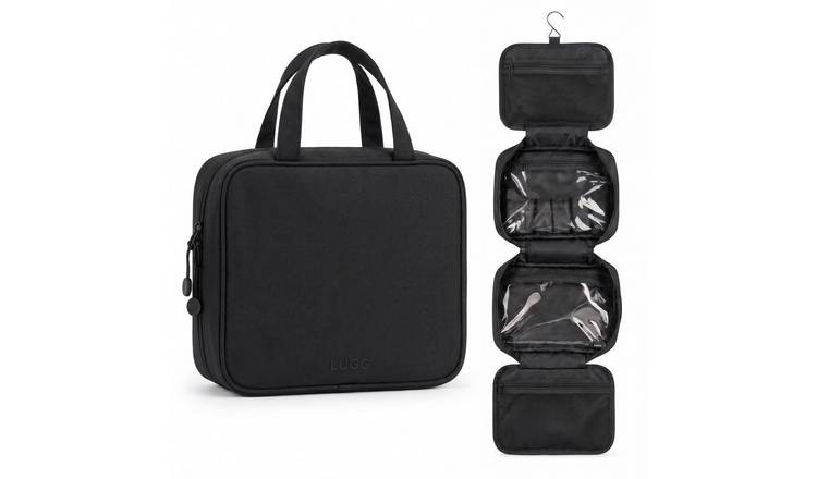 Lugg Multi-Compartment Hanging Travel Toiletry Bag - Black