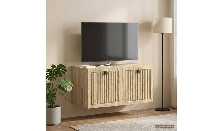 Walplus Engineered Wood Wall Mounted TV Cabinet - Sonoma Oak - 59.5 x 31 x 30 cm