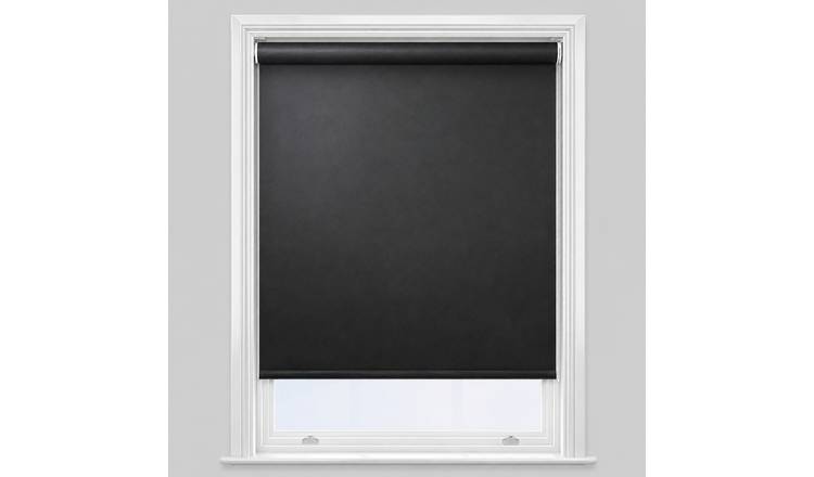 New Edge Blinds Black Water Resistant Blackout Roller Blinds - 45cm x 160cm