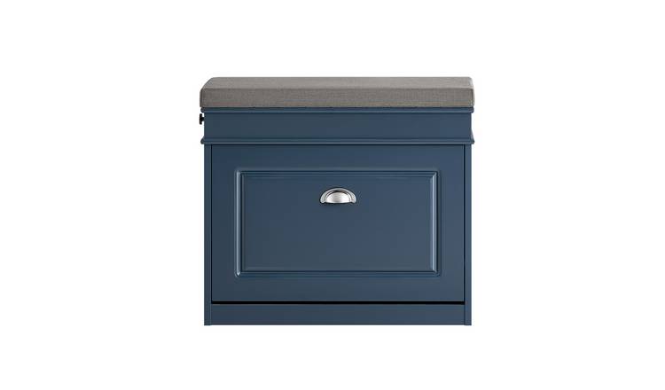 SoBuy 1 Filp Drawer 2 Tier Narrow Shoe Storage Bench - Dark Blue