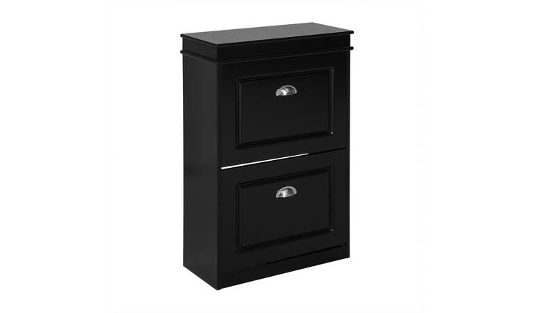 SoBuy 2 Flip Drawer Hallway Storage Rack Cabinet - Black