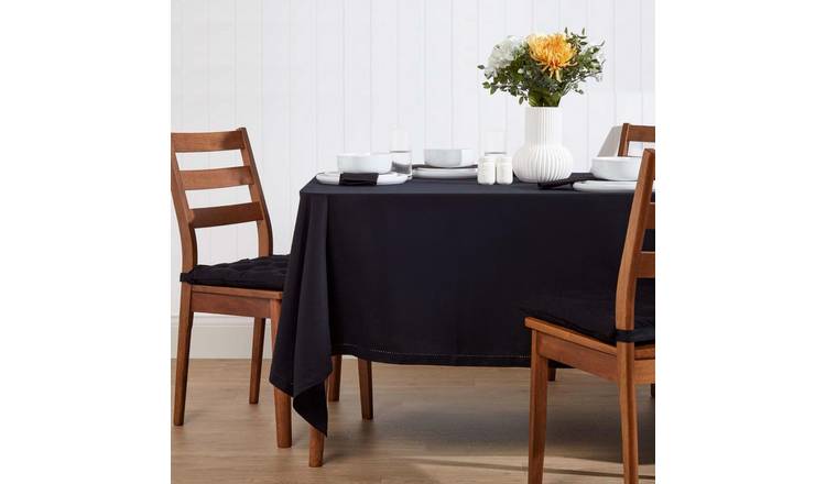 Homescapes Cotton Square Tablecloth - 137 x 137 cm - Black