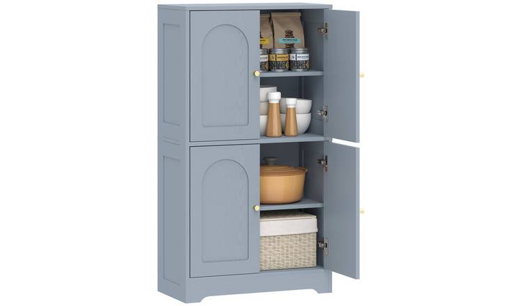 HOMCOM Modern Adjustable Kitchen Cupboard with 4 Arched Doors - Grey