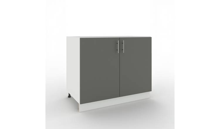 JD Greta 1000mm Adjustable Leg Base Cabinet with 2 Doors - Grey Matt