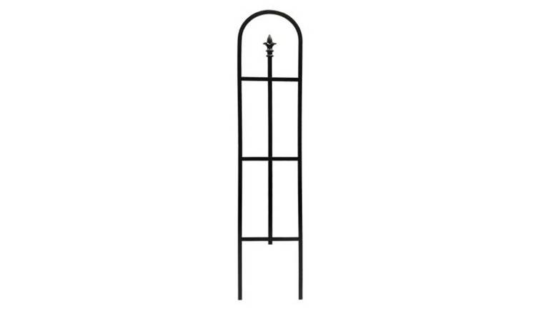 Primrose Steel Garden Arch Plant Support Trellis with Finials in Black - 121cm