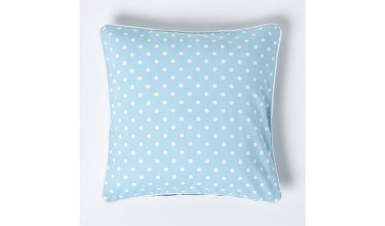 Homescapes Blue Cotton Polka Dots Cushion Cover - 45 x 45 cm