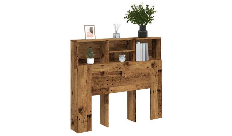 Walplus Engineered Wood Headboard Cabinet - Dark Wood - 120 x 19 x 103.5 cm