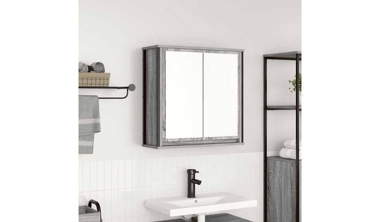 Walplus Bathroom Wall Cabinet with Mirror - Grey Sonoma - 60 x 21 x 60 cm