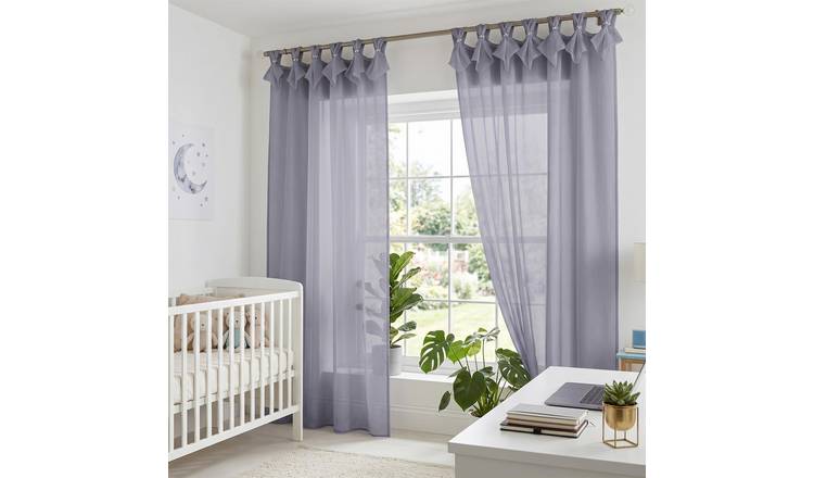 Luxury Living Linen Look Voile Tab Top Pair 150cm x 274cm - Silver