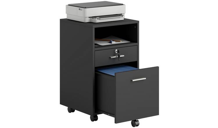 Vinsetto Mobile File Cabinet Lockable Storage Unit Cupboard - Black
