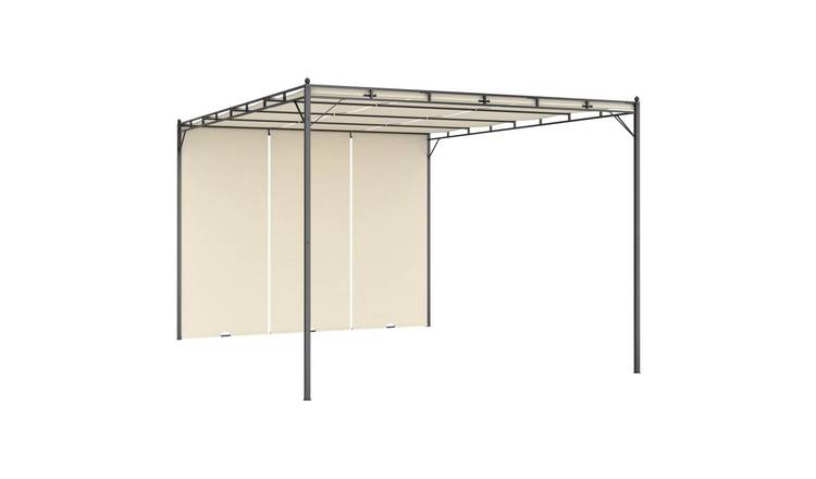 Walplus 4 x 3 x 2.25 m Garden Gazebo with Side Curtain - Cream