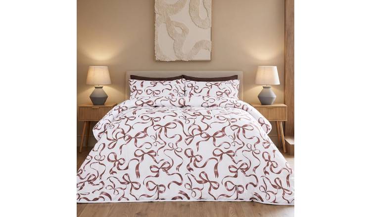 OHS Ribbon Bow 10.5 Tog Coverless Duvet Set - Ivory/Natural - Single