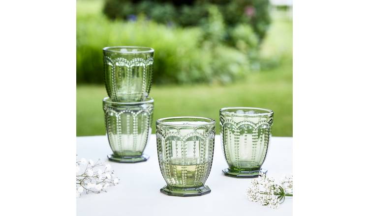 Dibor Set of 4 Bella Perle 290ml Glass Tumblers - Green