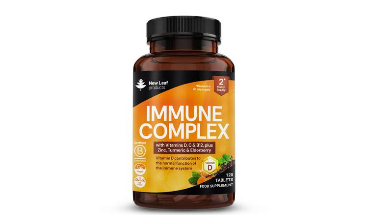 New Leaf Immune Complex with Vitamins C D B12 Zinc and Turmeric - 120 Tablets