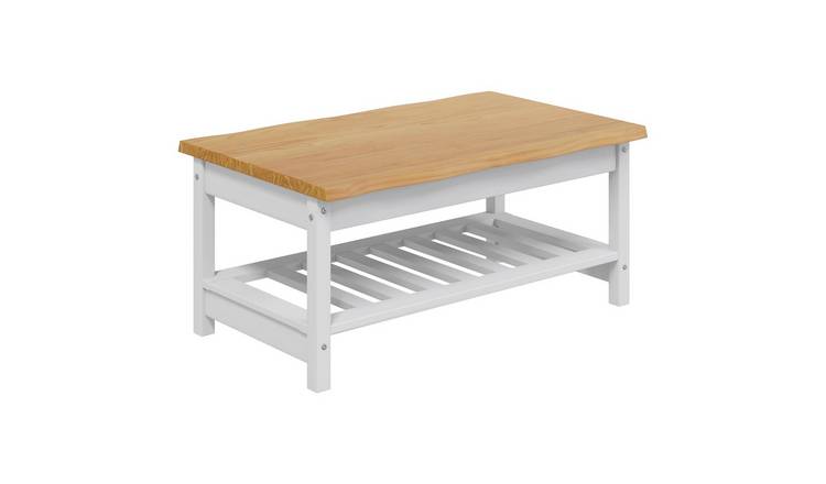 Walplus Solid Pine Wood Coffee Table - White - 100 x 60 x 45.5 cm