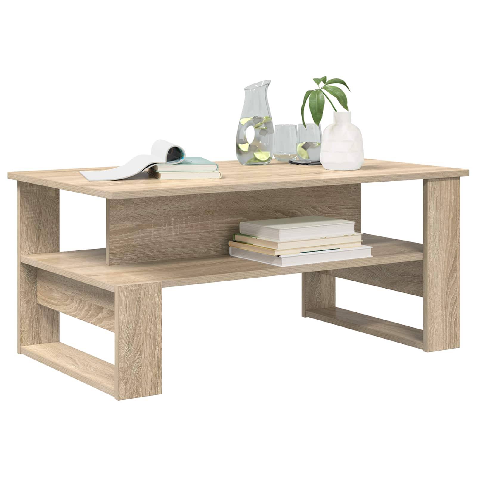 Walplus 1 Shelf Engineered Wood Coffee Table - Sonoma Oak - 90 x 50 x 40 cm - Image 2