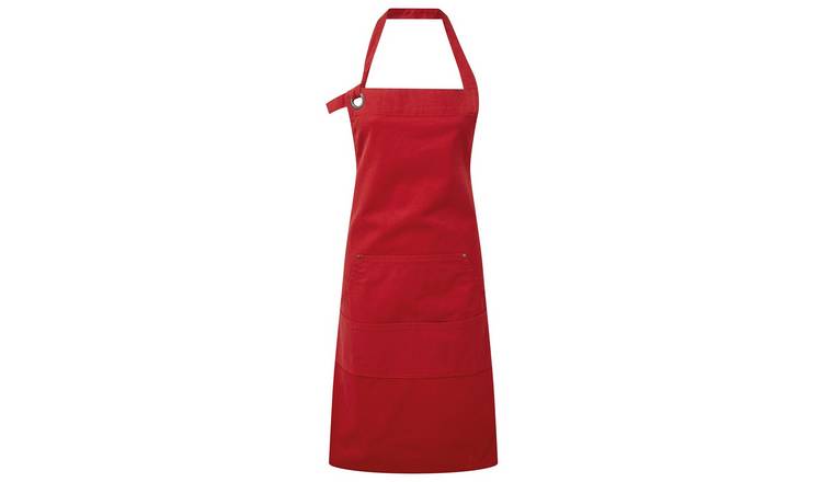 Premier Unisex Adult Cotton Canvas Pocket Apron - Red