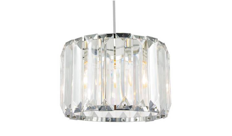 Happy Homewares Chrome Easy Fit with Clear Acrylic Pendant Shade - 25cm