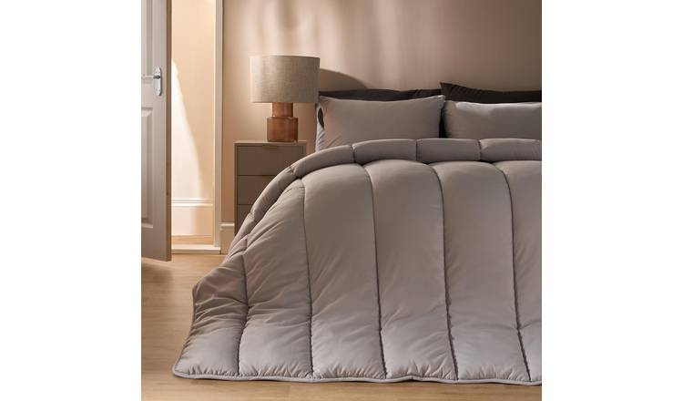 OHS 10.5 Tog Coverless Duvet Set Quilted Cover Bedding Silver - Double