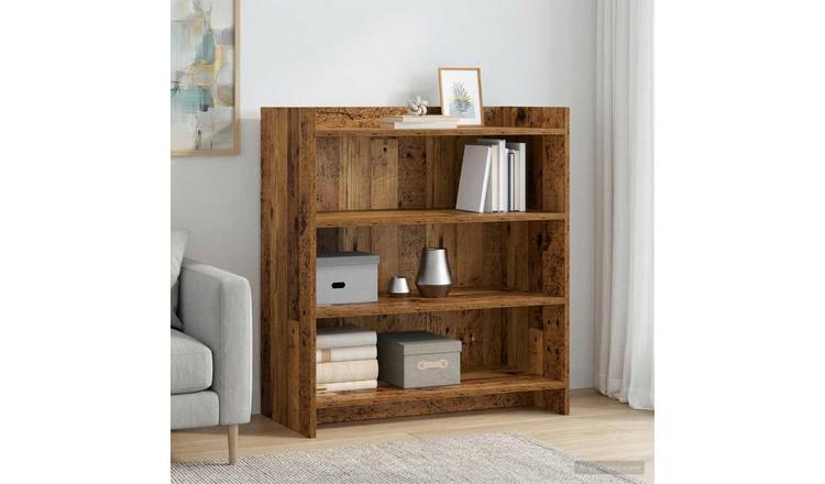 Walplus 3 Shelf Rectangular Sideboard - Old Wood - 75 x 36 x 80 cm