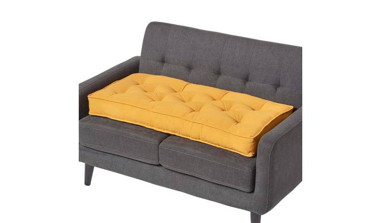 Homescapes Cotton 2 Seater Sofa Booster Cushion - Mustard