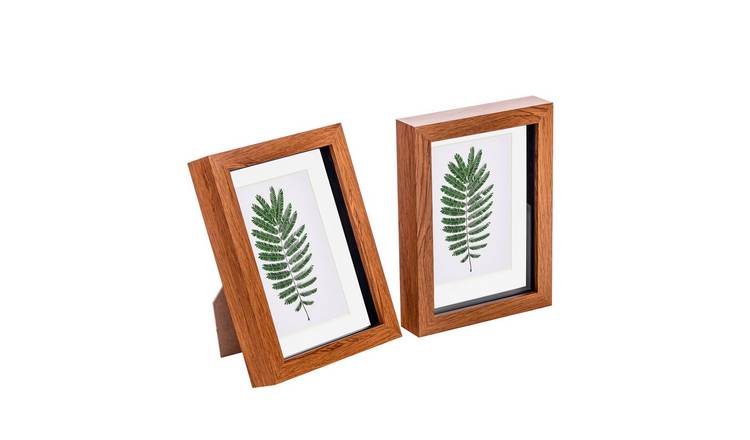 Nicola Spring 3D Box Photo Frames - 5 x 7" with Mount - Set of 2 - Dark Wood