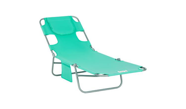 Outsunny Foldable Garden Sun Lounger with Reading Hole - Green