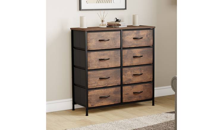 Vida Designs Chorley 8 Drawer Fabric Drawer Chest - Rustic Brown
