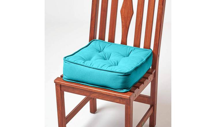 Homescapes Cotton Dining Chair Booster Cushion - Teal