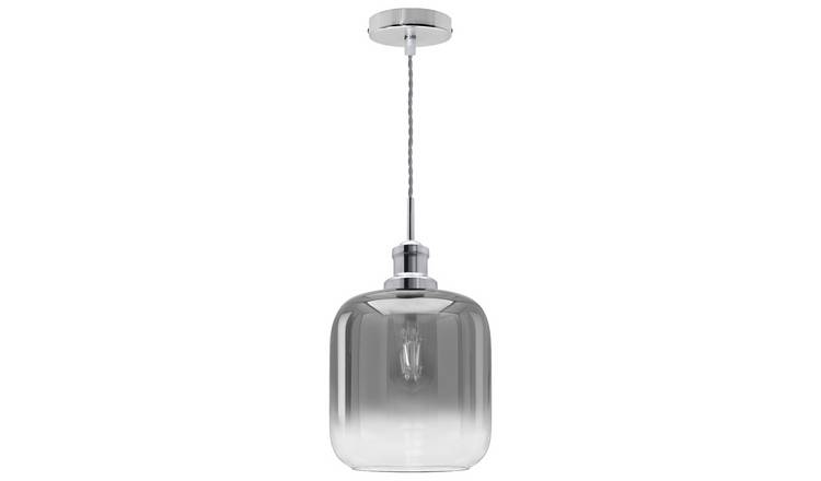 Energy Light Bulbs Grey and Clear Glass Ceiling Pendant Light - Chrome