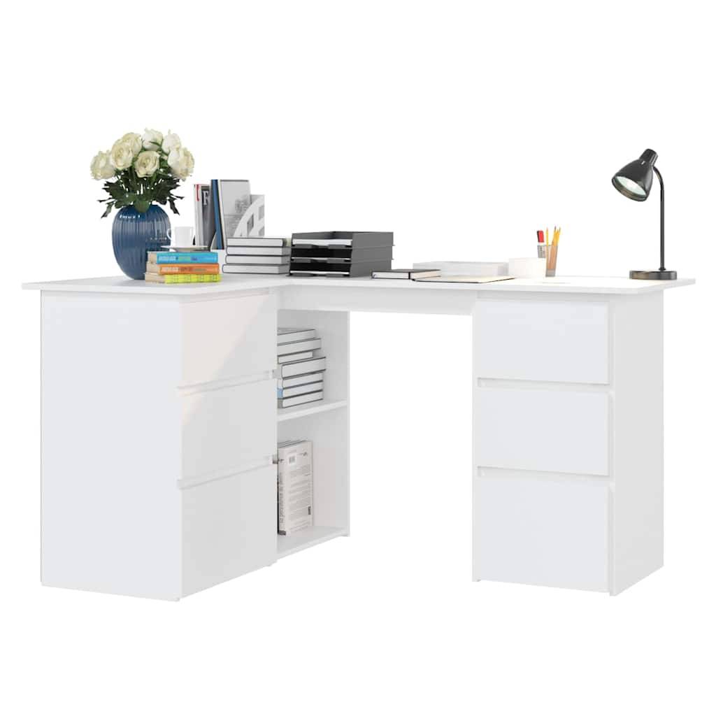 Walplus Wood Corner Desk - White - 145 x 100 x 76 cm - Image 6
