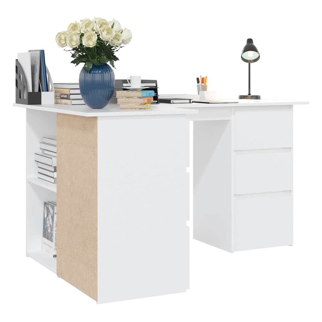 Walplus Wood Corner Desk - White - 145 x 100 x 76 cm - Image 7