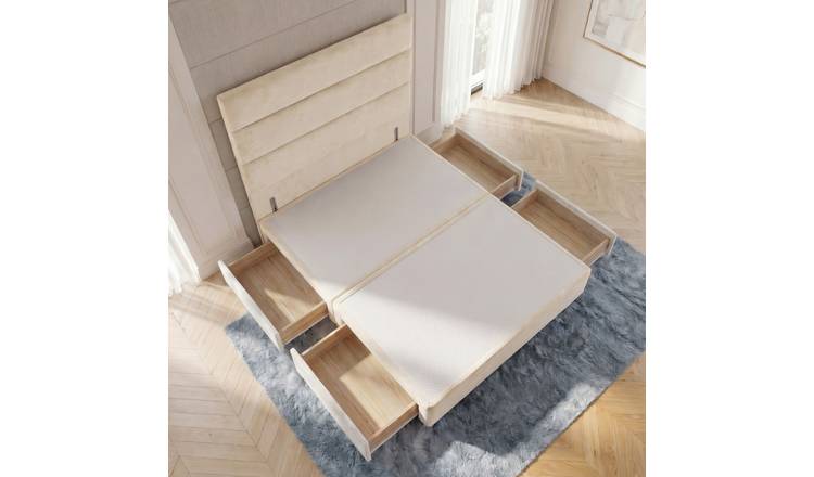 Somnior Regent Velvet Small Double 4 Drawer Divan Bed 54" Headboard - Ivory