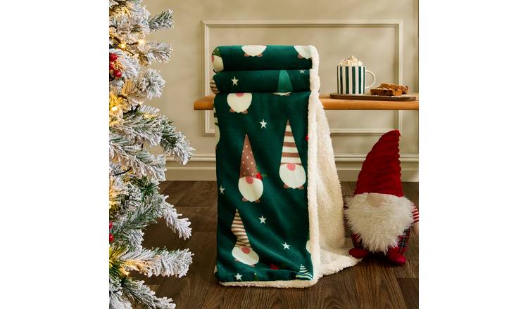 OHS Gonk Green Christmas Blanket Throw 125 x 150cm - Green