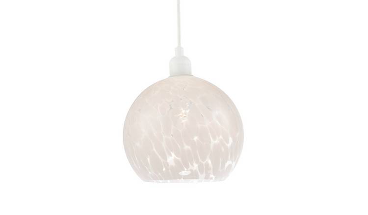 Happy Homewares Globe Opal White Snowflake Glass Pendant Shade - 20cm