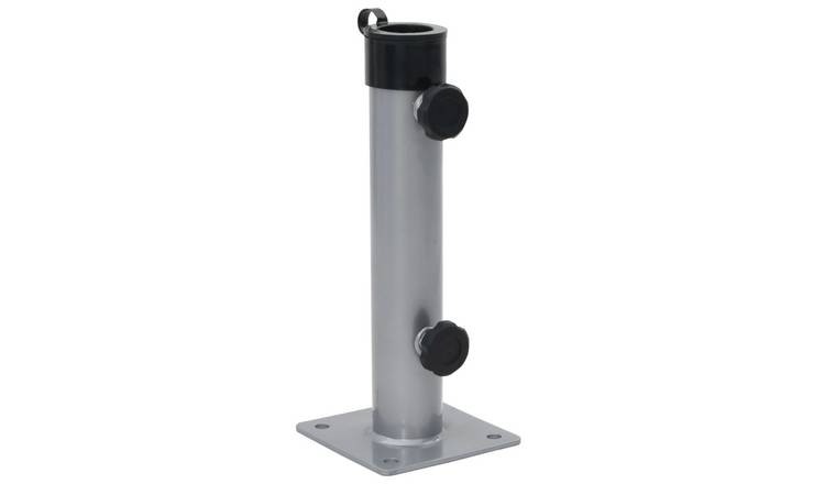 Walplus Steel Parasol Base for dia mm Pole - Silver - 12.5 x 12.5 x 30.5 cm