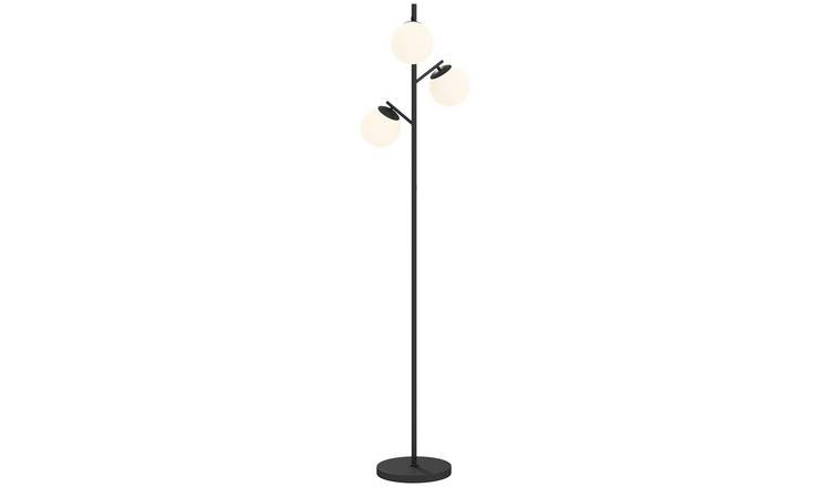HOMCOM 3 Light Tree Floor Lamps with Globe Lampshade - Black