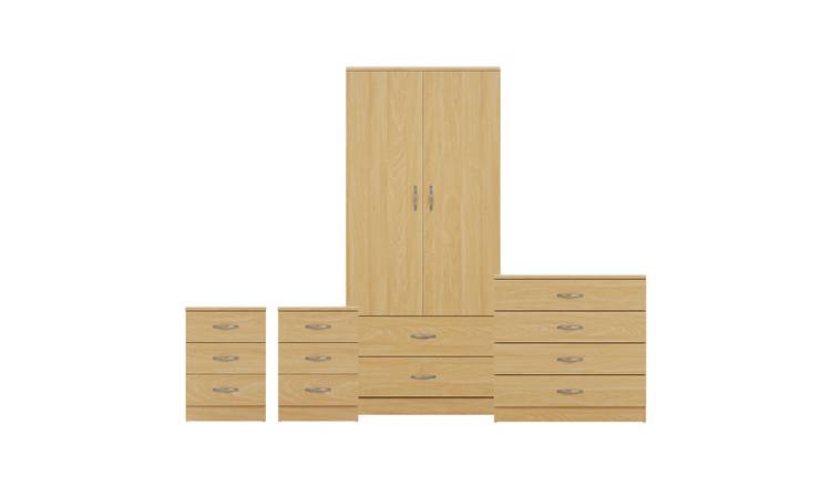 Vida Designs Riano Bedroom Set (Bedsides, 4 Drawer Chest, 2x2 Wardrobe) - Pine