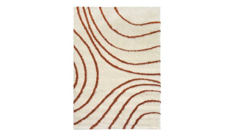 Mega Flooring Orange Shaggy Abstract Rug - 120 x 170cm