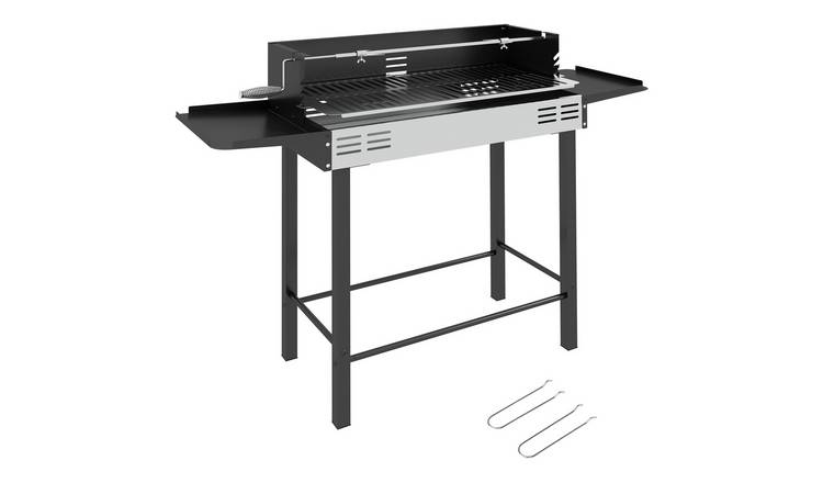 Outsunny Stainless Steel Foldable BBQ Grill for Chicken Turkey - Black