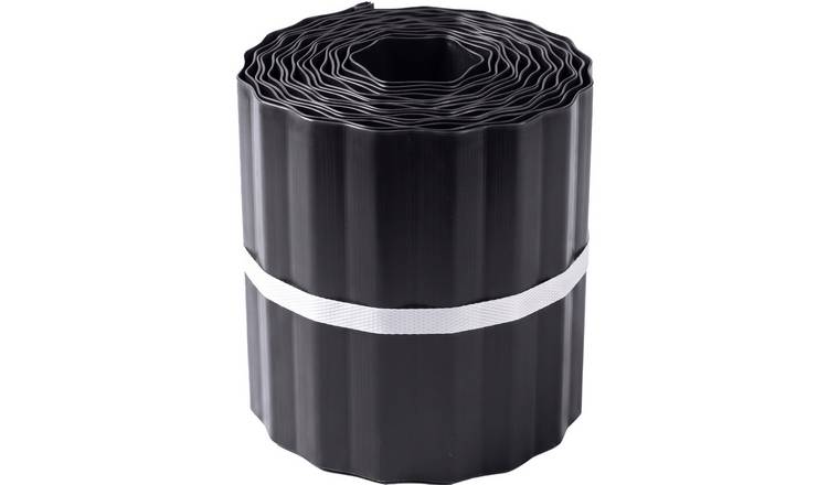 Primrose Black Coated Steel Corrugated Metal Lawn Edging Roll - 5m