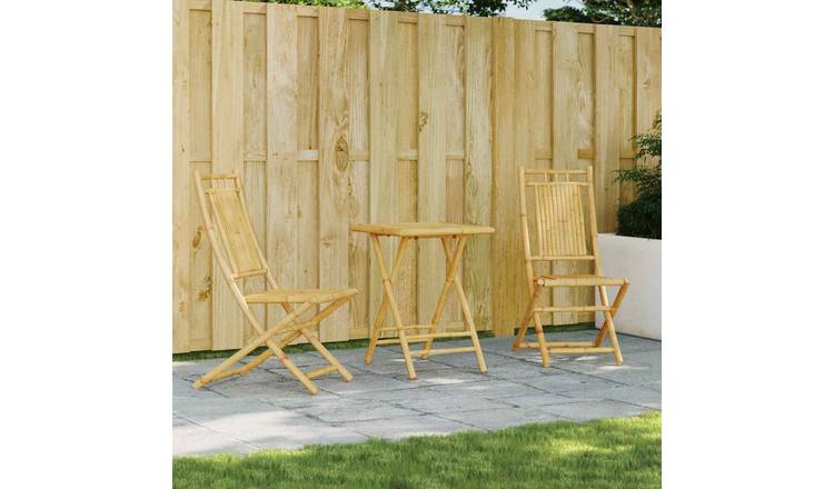Walplus 3 Piece Bamboo Folding Bistro Set - Brown - 55 x 55 x 75 cm