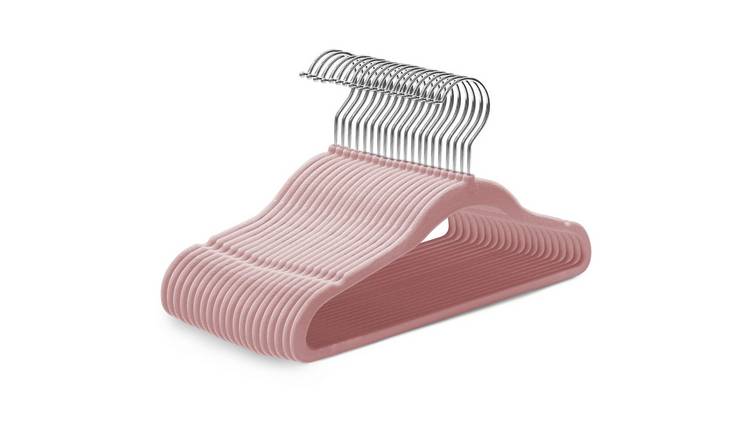 Kidoola Blush Pink & Silver Children's Velvet Baby Hangers - Pack of 20