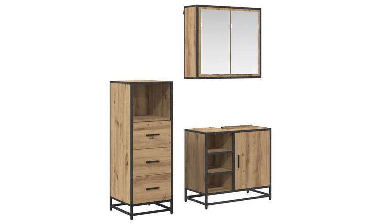 Walplus 3 Piece Bathroom Vanity Set - Oak - 65 x 33 x 60 cm